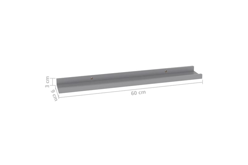 Vegghyller 4 stk grå 60x9x3 cm - Grå - Oppbevaring - Hyller - Vegghylle
