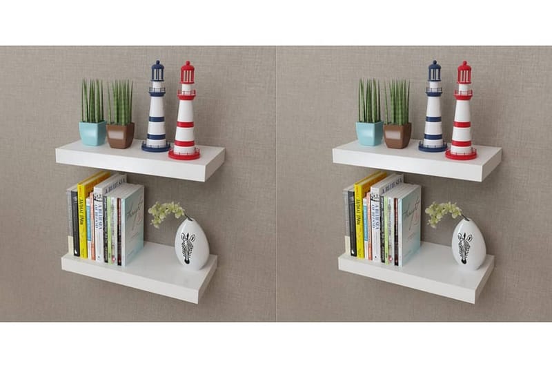 Vegghyller 4 stk hvit 40 cm - Oppbevaring - Hyller - Vegghylle