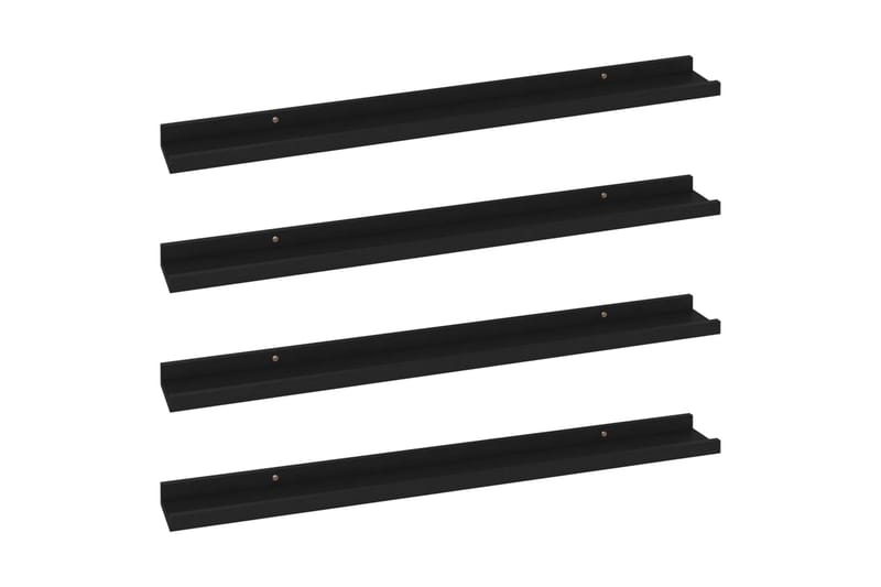 Vegghyller 4 stk svart 80x9x3 cm - Svart - Oppbevaring - Hyller - Vegghylle