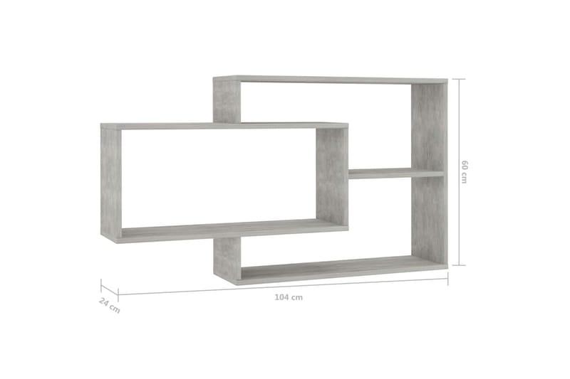 Vegghyller betonggrå 104x20x60 cm sponplate - Grå - Oppbevaring - Hyller - Vegghylle