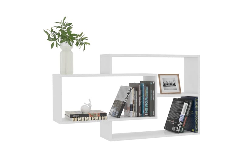 Vegghyller høyglans hvit 104x20x60 cm sponplate - Hvit - Oppbevaring - Hyller - Vegghylle