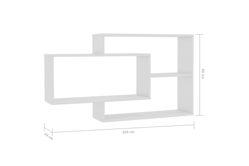 Vegghyller høyglans hvit 104x20x60 cm sponplate - Hvit - Oppbevaring - Hyller - Vegghylle