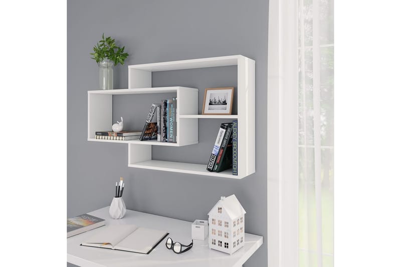 Vegghyller hvit 104x20x60 cm sponplate - Hvit - Oppbevaring - Hyller - Vegghylle