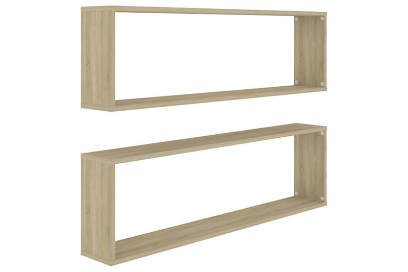Vegghyller kubeformet 2 stk 100x15x30 cm sponplate - Brun - Oppbevaring - Hyller - Vegghylle