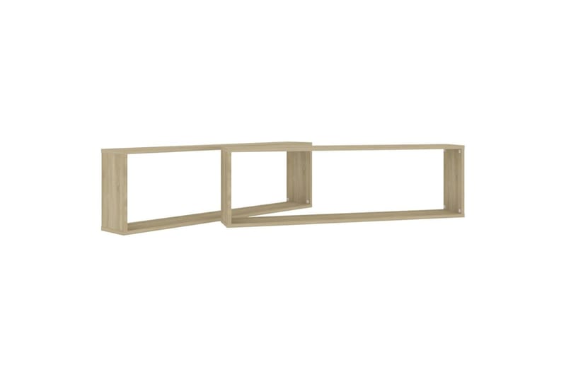 Vegghyller kubeformet 2 stk 100x15x30 cm sponplate - Brun - Oppbevaring - Hyller - Vegghylle