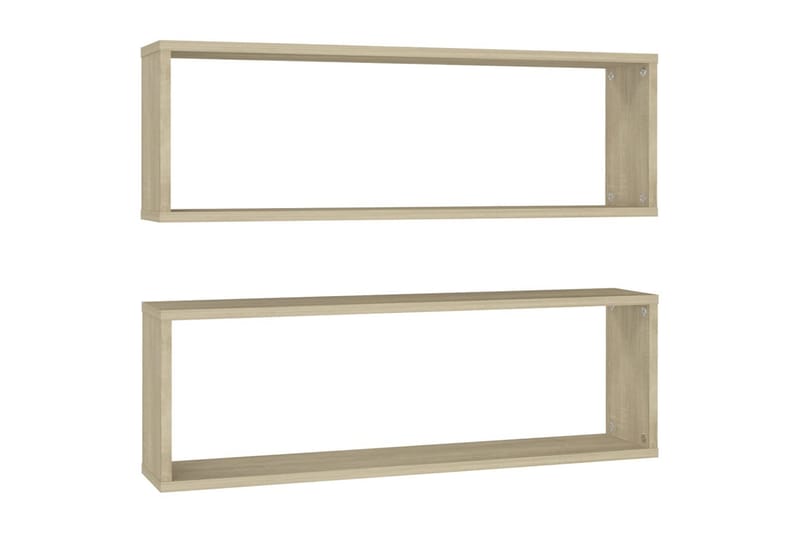 Vegghyller kubeformet 2 stk 80x15x26,5 cm sponplate - Brun - Oppbevaring - Hyller - Vegghylle