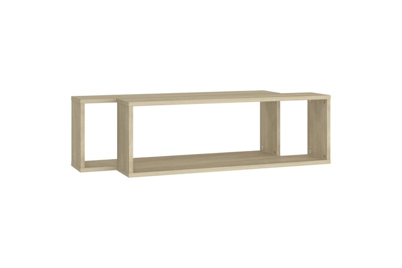 Vegghyller kubeformet 2 stk 80x15x26,5 cm sponplate - Brun - Oppbevaring - Hyller - Vegghylle