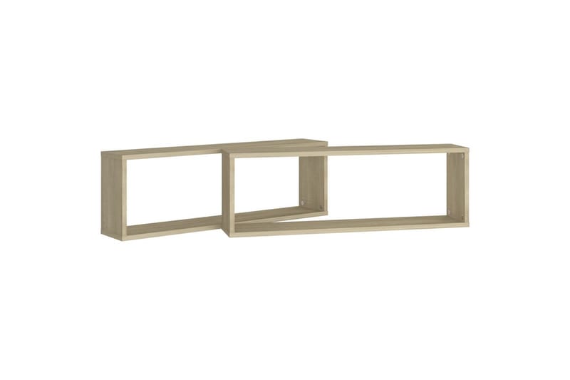 Vegghyller kubeformet 2 stk 80x15x26,5 cm sponplate - Brun - Oppbevaring - Hyller - Vegghylle