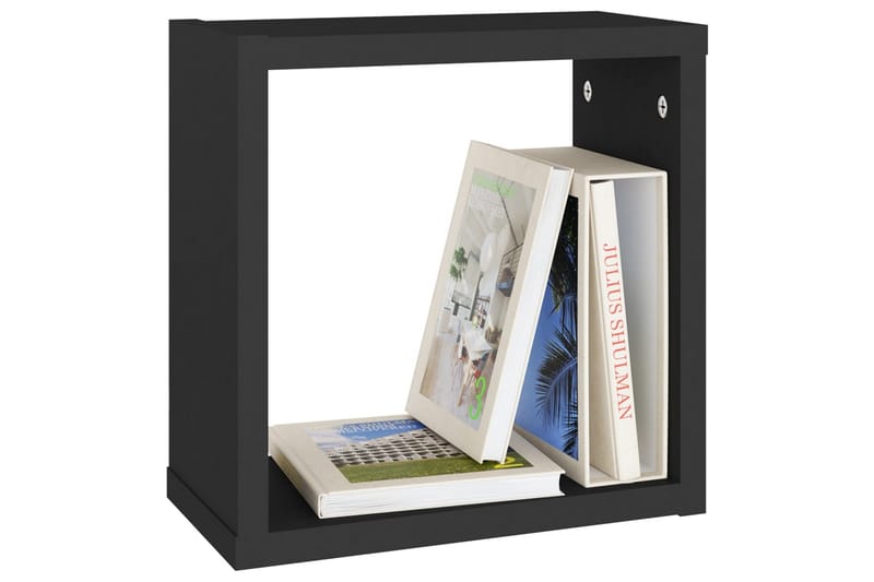 Vegghyller kubeformet 2 stk svart 30x15x30 cm - Svart - Oppbevaring - Hyller - Vegghylle