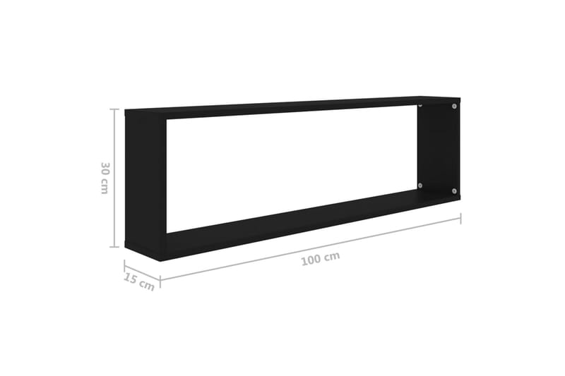 Vegghyller kubeformet 4 stk svart 100x15x30 cm sponplate - Svart - Oppbevaring - Hyller - Vegghylle