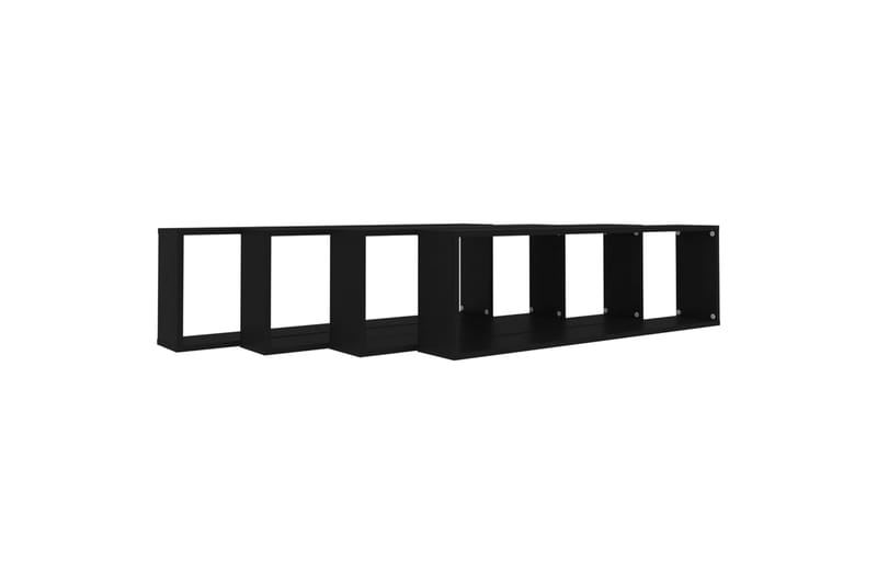 Vegghyller kubeformet 4 stk svart 100x15x30 cm sponplate - Svart - Oppbevaring - Hyller - Vegghylle