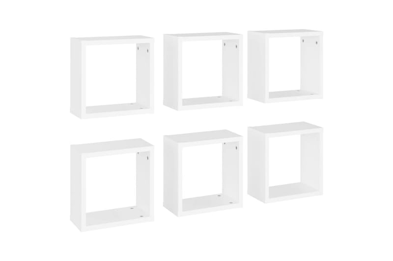 Vegghyller kubeformet 6 stk hvit 30x15x30 cm - Hvit - Oppbevaring - Hyller - Vegghylle