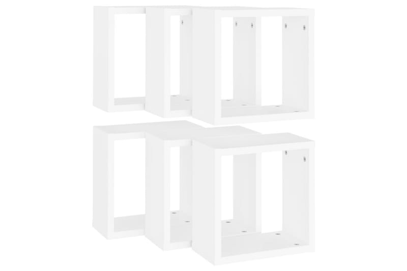 Vegghyller kubeformet 6 stk hvit 30x15x30 cm - Hvit - Oppbevaring - Hyller - Vegghylle