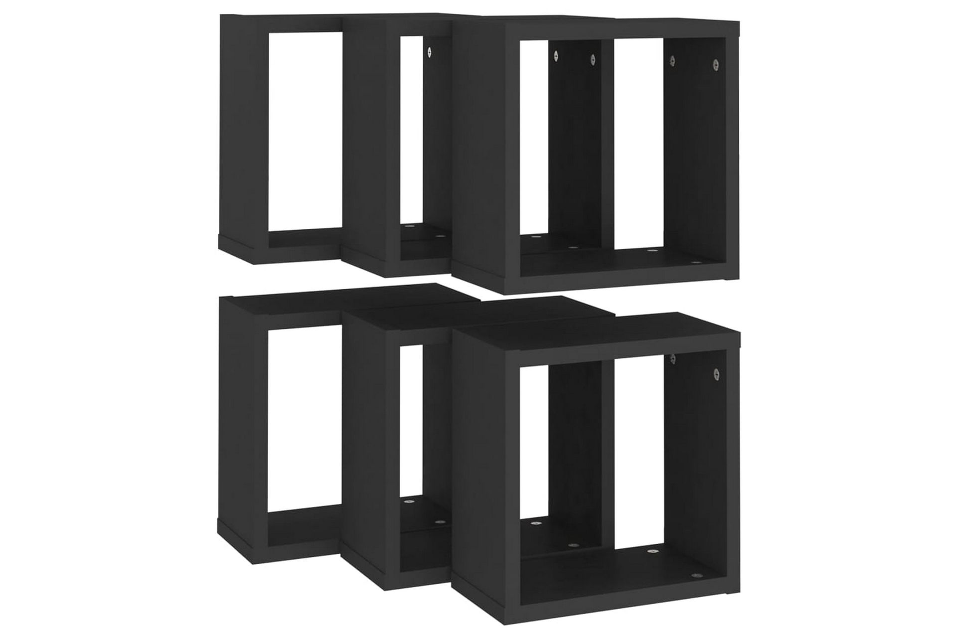 Vegghyller kubeformet 6 stk svart 30x15x30 cm - Svart - Oppbevaring - Hyller - Vegghylle