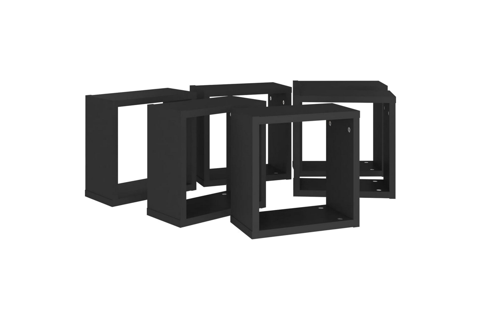 Vegghyller kubeformet 6 stk svart 30x15x30 cm - Svart - Oppbevaring - Hyller - Vegghylle