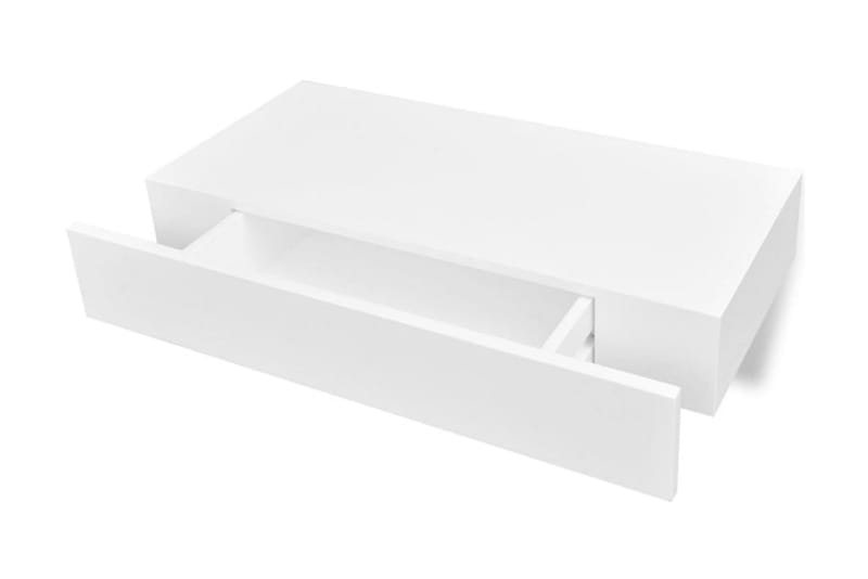 Vegghyller med skuff 2 stk hvit 48 cm - Oppbevaring - Hyller - Vegghylle