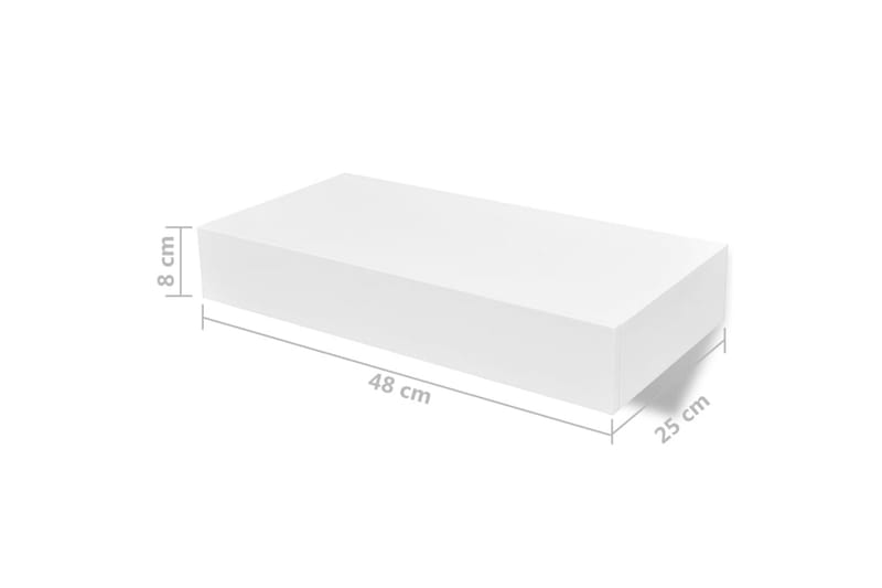 Vegghyller med skuff 2 stk hvit 48 cm - Oppbevaring - Hyller - Vegghylle
