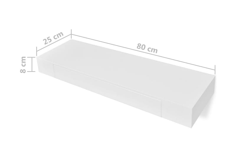 Vegghyller med skuff 2 stk hvit 80 cm - Oppbevaring - Hyller - Vegghylle