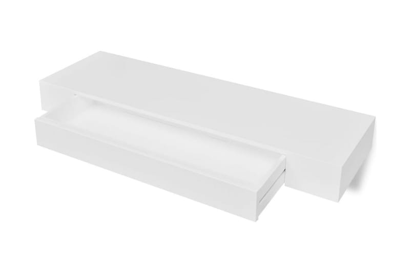 Vegghyller med skuff 2 stk hvit 80 cm - Oppbevaring - Hyller - Vegghylle