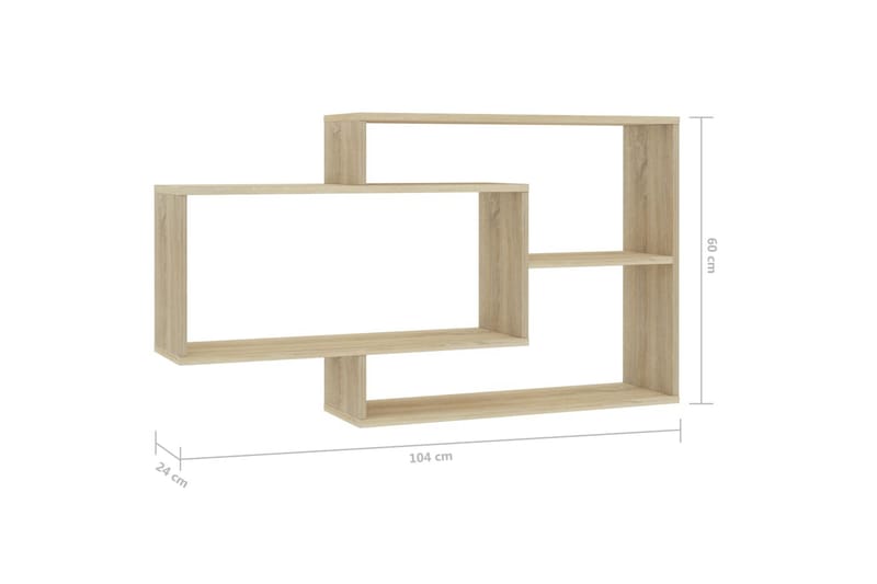 Vegghyller sonoma eik 104x20x60 cm sponplate - Brun - Oppbevaring - Hyller - Vegghylle
