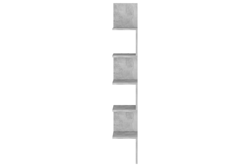 Veggmontert hjørnehylle betonggrå 20x20x127,5 cm sponplate - Grå - Oppbevaring - Hyller - Vegghylle