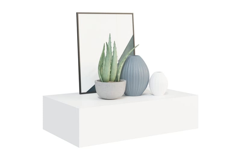 Veggmonterte skuffehyller 2 stk hvit 40x23,5x10 cm MDF - Hvit - Oppbevaring - Hyller - Vegghylle