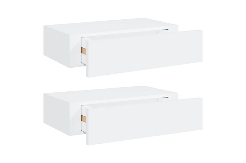 Veggmonterte skuffehyller 2 stk hvit 40x23,5x10 cm MDF - Hvit - Oppbevaring - Hyller - Vegghylle