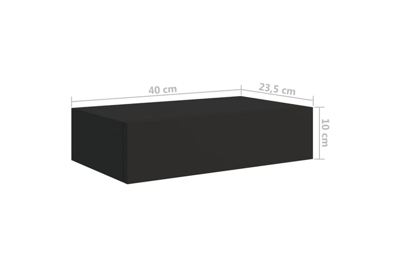 Veggmonterte skuffehyller 2 stk svart 40x23,5x10 cm MDF - Svart - Vegghylle
