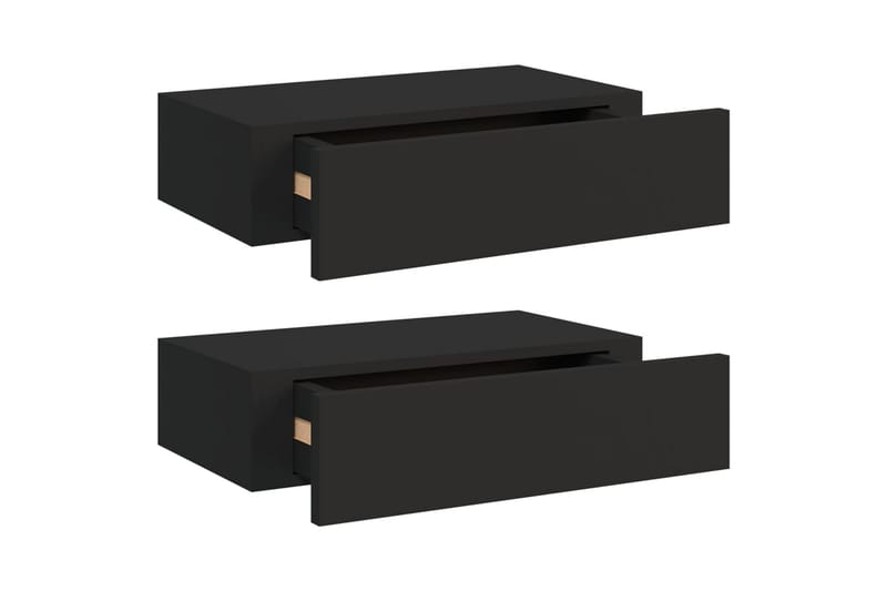 Veggmonterte skuffehyller 2 stk svart 40x23,5x10 cm MDF - Svart - Vegghylle