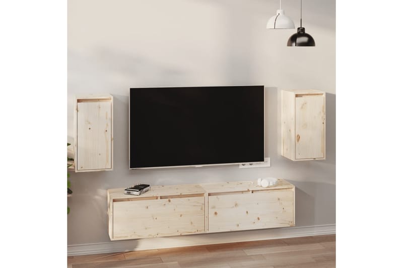 Veggskap 2 stk 30x30x60 cm heltre furu - Brun - Vegghylle