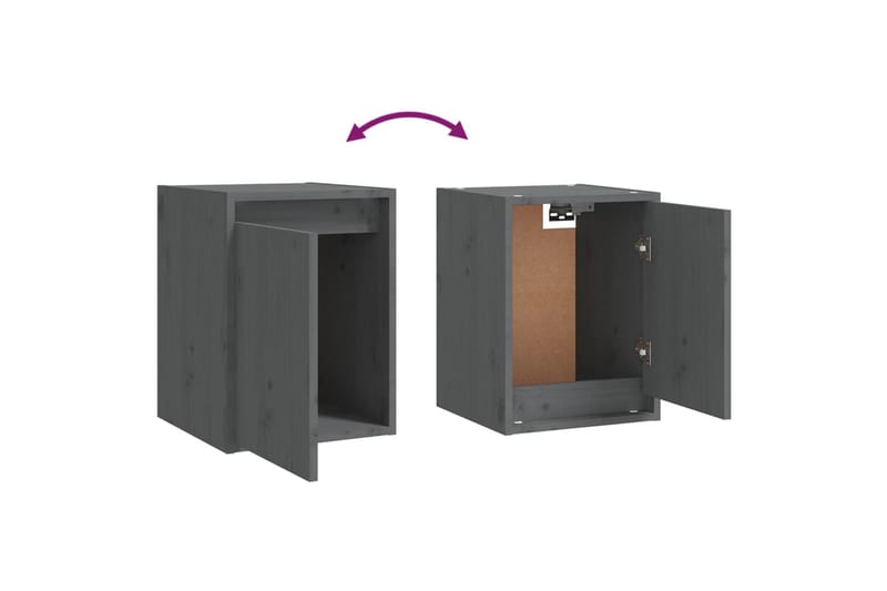 Veggskap 2 stk grå 30x30x40 cm heltre furu - Grå - Oppbevaring - Hyller - Vegghylle