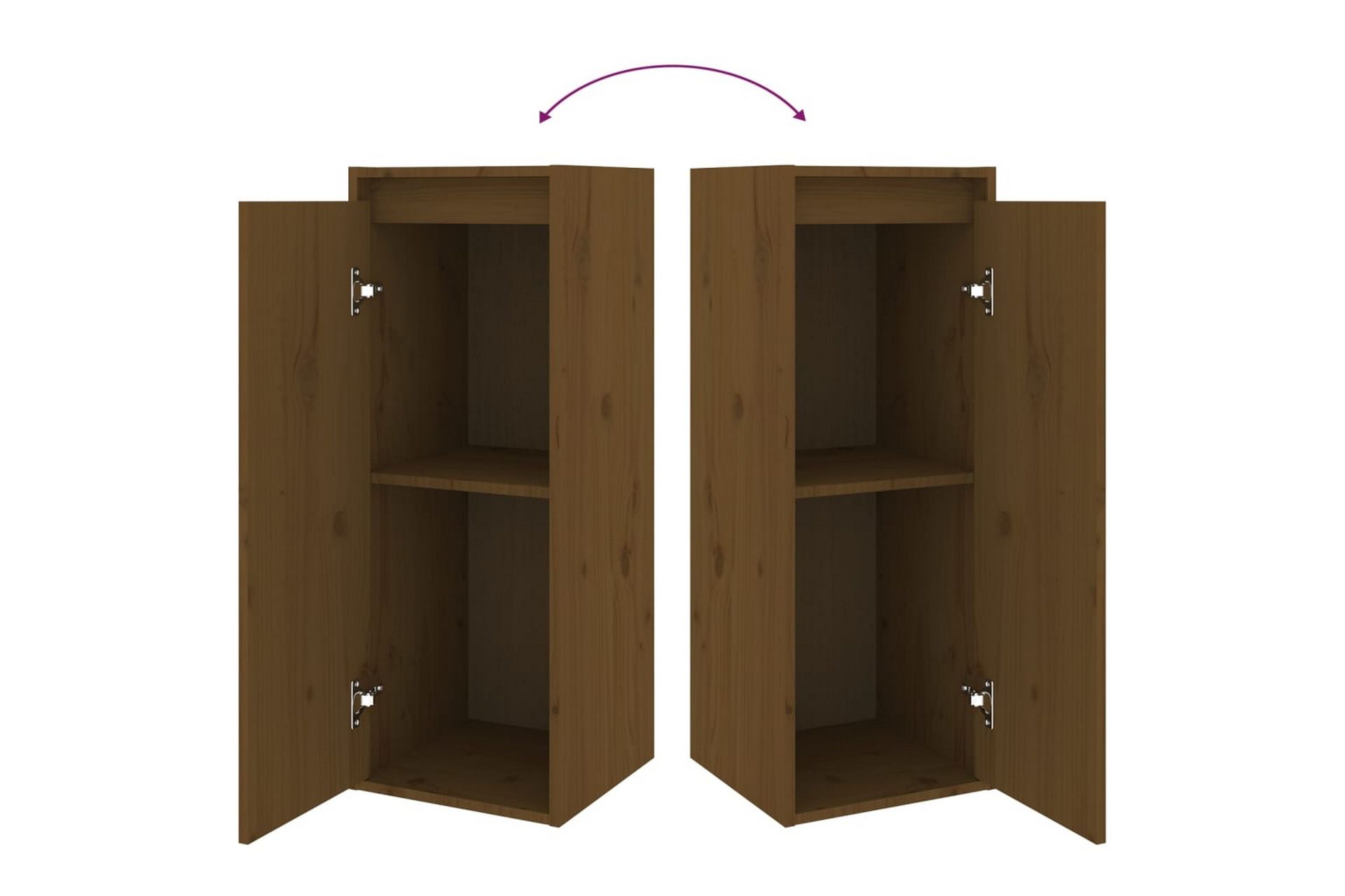 Veggskap 2 stk honningbrun 30x30x80 cm heltre furu - Brun - Oppbevaring - Hyller - Vegghylle