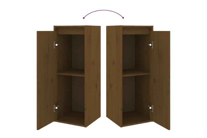Veggskap 2 stk honningbrun 30x30x80 cm heltre furu - Brun - Oppbevaring - Hyller - Vegghylle