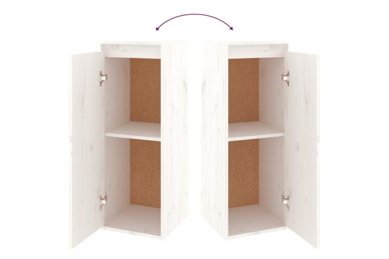 Veggskap 2 stk hvit 30x30x80 cm heltre furu - Hvit - Oppbevaring - Hyller - Vegghylle
