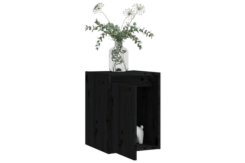 Veggskap 2 stk svart 30x30x40 cm heltre furu - Svart - Vegghylle