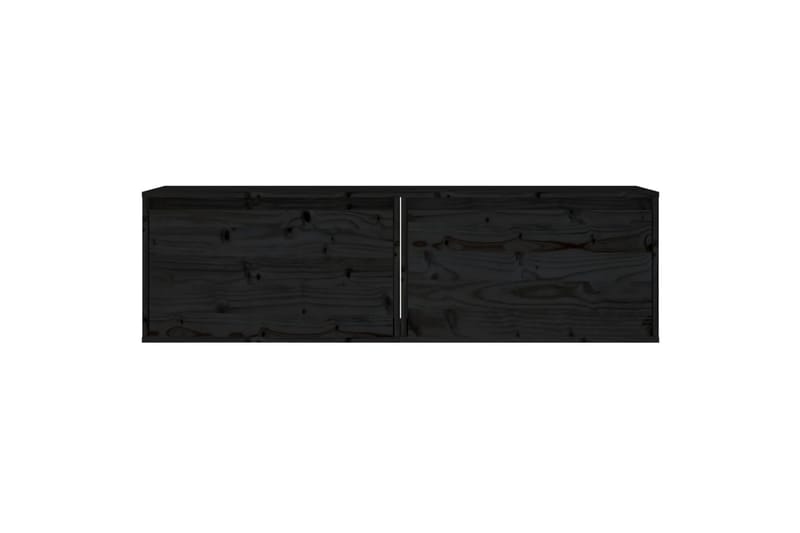 Veggskap 2 stk svart 60x30x35 cm heltre furu - Svart - Vegghylle