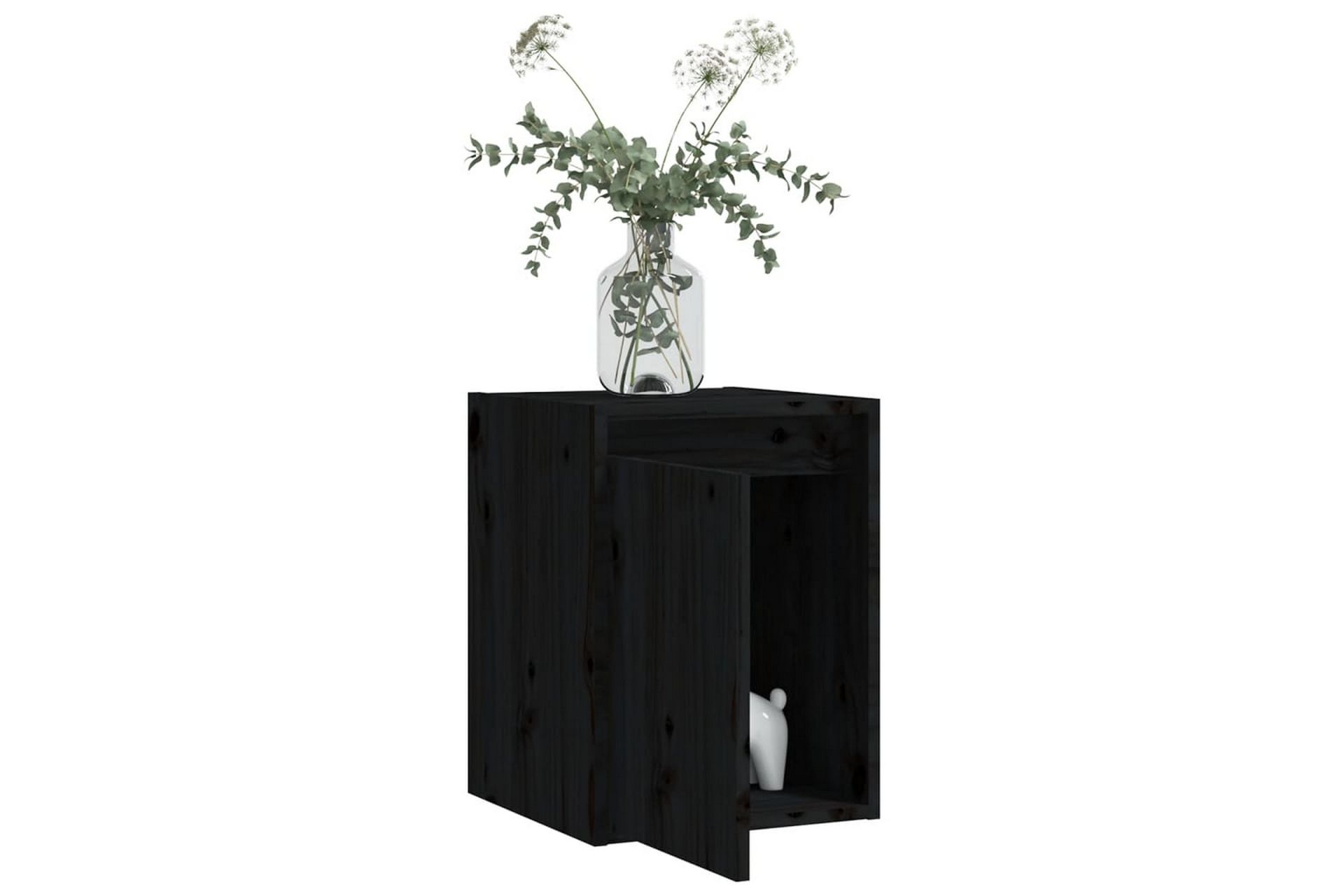 Veggskap svart 30x30x40 cm heltre furu - Svart - Oppbevaring - Hyller - Vegghylle