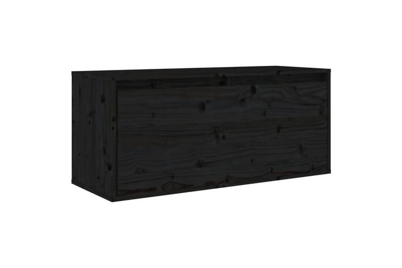 Veggskap svart 80x30x35 cm heltre furu - Svart - Oppbevaring - Hyller - Vegghylle