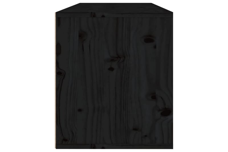 Veggskap svart 80x30x35 cm heltre furu - Svart - Vegghylle