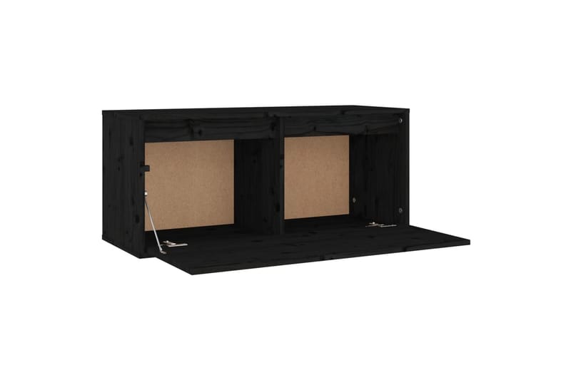 Veggskap svart 80x30x35 cm heltre furu - Svart - Oppbevaring - Hyller - Vegghylle