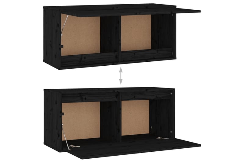 Veggskap svart 80x30x35 cm heltre furu - Svart - Oppbevaring - Hyller - Vegghylle