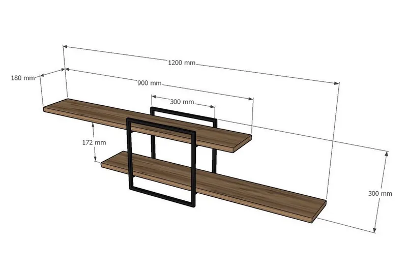 Verneda Vegghylle 120x18 cm 2 Hyller - Brun - Oppbevaring - Hyller - Vegghylle