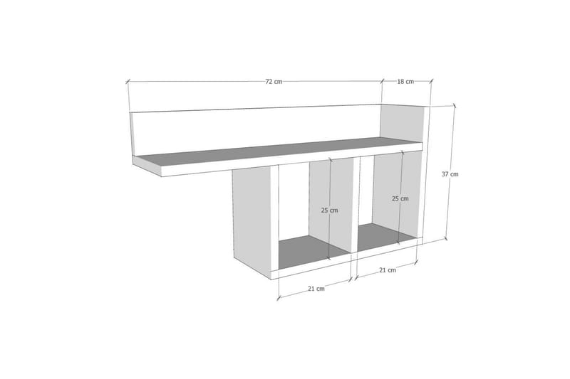 Vigneti Vegghylle 62x18 cm i Tre - Hvit - Oppbevaring - Hyller - Vegghylle