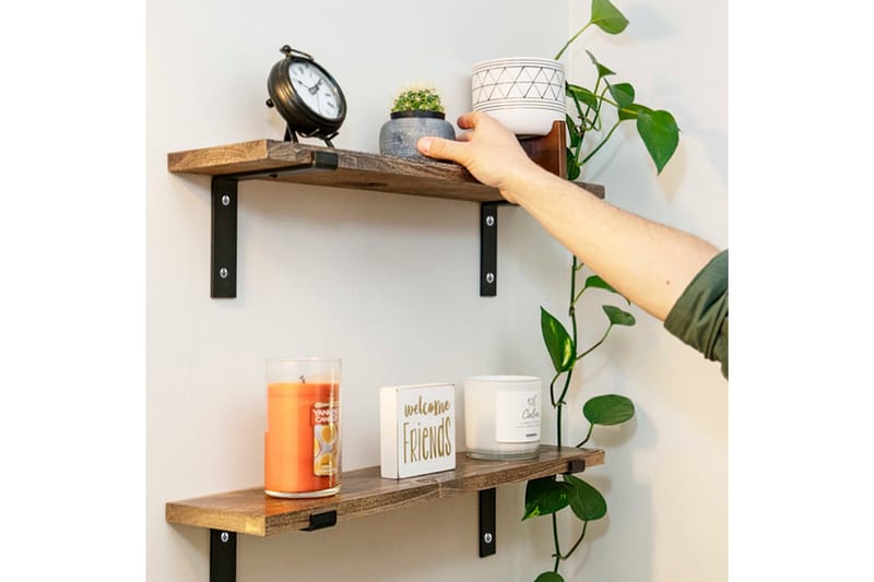 Wall Shelf Valnøtt - Valnøtt/Svart - Oppbevaring - Hyller - Vegghylle