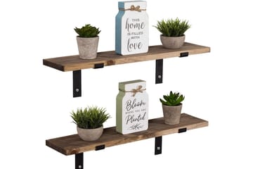 Wall Shelf Valnøtt - Valnøtt/Svart - Oppbevaring - Hyller - Vegghylle