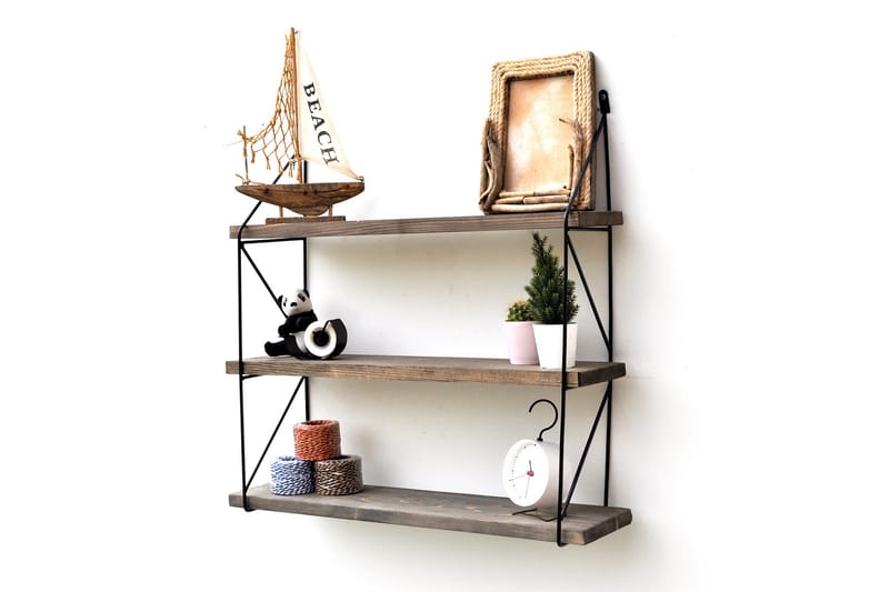 Wall Shelf Valnøtt|Svart - Oppbevaring - Hyller - Vegghylle
