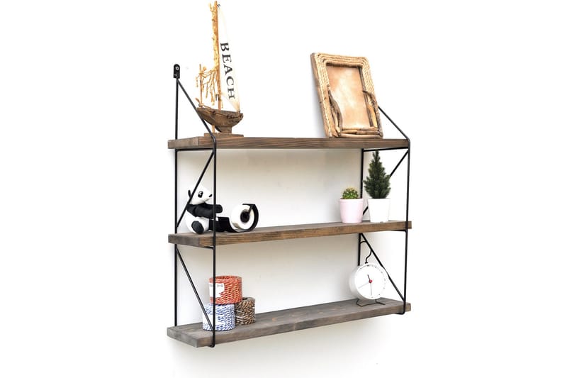 Wall Shelf Valnøtt|Svart - Oppbevaring - Hyller - Vegghylle