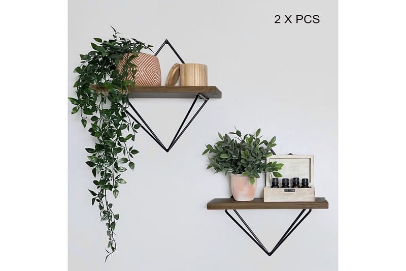 Wall Shelf Valnøtt|Svart - Oppbevaring - Hyller - Vegghylle
