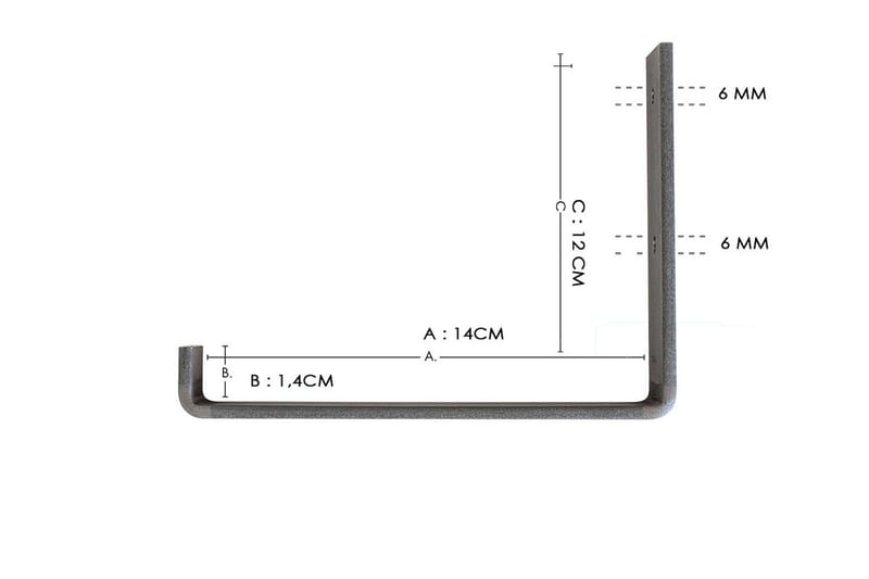 Wayte Vegghylle 60 cm i Tre med Metallstativ Svart/Eik - Svart / Eik - Oppbevaring - Hyller - Vegghylle