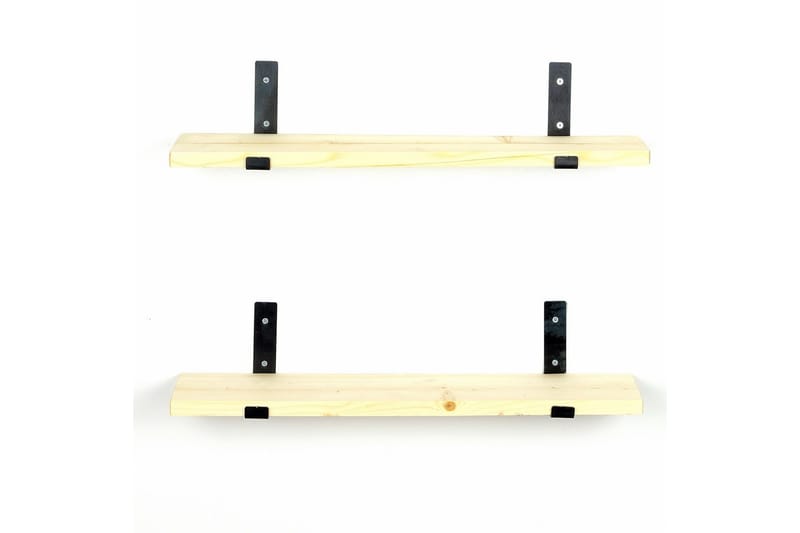 Wayte Vegghylle 60 cm i Tre med Metallstativ Svart/Eik - Svart / Eik - Oppbevaring - Hyller - Vegghylle